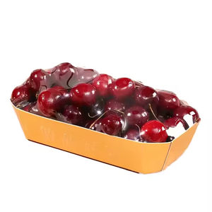Boîtes d'emballage pour fruits en gros avec logo personnalisé, boîtes en papier jetables en forme de bateau doré pour tomates cerises, boîte à emporter - Product Image 1