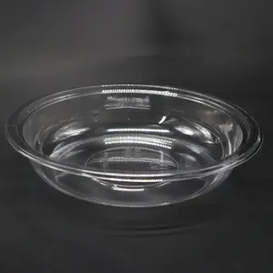 26oz 750ml Round PET Take Away Transparent Disposable Plastic Fruit Salad Bowl Food Prep Plate Bowls