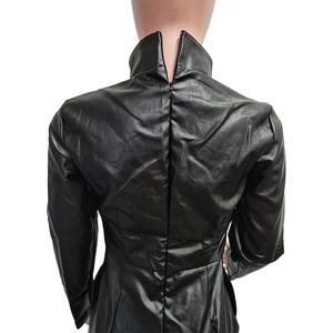 Vestidos de Cuero para Mujer, Otoño, Talla S, Cuero Sintético o PU, Manga Larga, con Bolsillos y Cremallera - Product Image 4