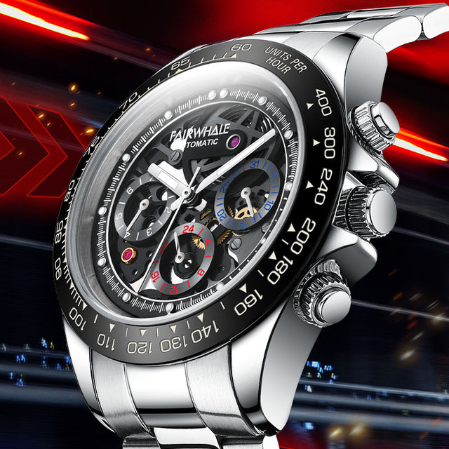 Mark Fairwhale Luxury Brand Multifunction Skeleton mens Watch Coated Glass Mirror Automatic Mechanical Watches for Men FW-6970