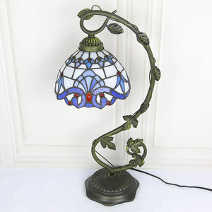 <span class=keywords><strong>Lampe</strong></span> de bureau méditerranéenne en verre teinté artisanal LongHuiJing, 8 pouces de haut, <span class=keywords><strong>lampe</strong></span> de table LED pour chambres à coucher - Product Image 3