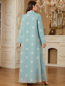 高品质女装-优质棉萨尔瓦卡梅兹刺绣再生材料海军蓝绿色巴基斯坦风格 - Product Image 2