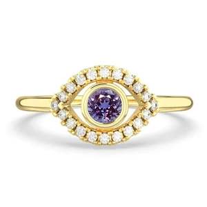 Alexandrite Bague en argent sterling 925 avec pierre de naissance Bague de mariage classique en rhodium pour femmes, adolescentes, filles, cadeaux d'anniversaire - Product Image 3