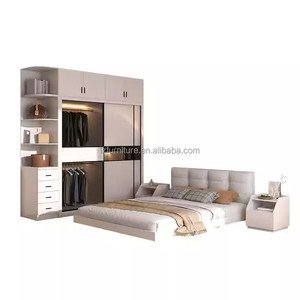 Juego Completo de Muebles para Dormitorio de Apartamento Tipo Estudio a Precio Accesible, con Cama Flotante de Madera, Mesitas de Noche, Armario y Tocador - Product Image 6