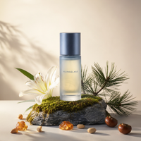 Flacon de lotion en verre mat bleu dégradé rechargeable de 30 ml, flacon cosmétique vide, étiquette personnalisée, emballage pour huile essentielle et soins de la peau