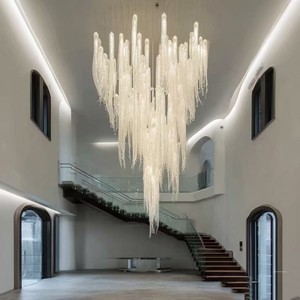 Luminaires suspendus personnalisés pour hôtel, décoration de mariage, villa, grand lustre en verre acrylique LED sur mesure, style nordique. - Product Image 5