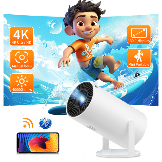 HY300 Pro Portable Smart Home Video Game Projector 4K Mini Android 12 Outdoor Led Mobile Phone Projectors Cinema Proyector