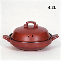 Casserole en céramique de style japonais rétro de 4,2 L avec couvercle en céramique, résistante à la chaleur, antiadhésive, compatible avec les cuisinières à induction et à gaz, ensemble de casseroles