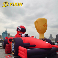 Decoración Temática de Carreras para Eventos Comerciales al Aire Libre, Modelo de Coche de Fórmula de Simulación, Coche de Carreras Inflable Gigante con Figura de Piloto