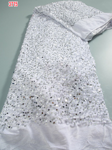 3715 fabrika fiyat fransız akın kadife Sequins dantel kumaş 2024 yüksek kalite afrika dantel dikiş kumaşı kadın balo elbise - Product Image 2