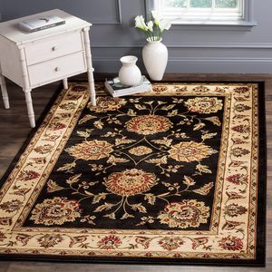 Tapis classique oriental grand format noir ivoire, facile d'entretien, lavable, antidérapant, pour entrée à fort trafic, salon, <span class=keywords><strong>chambre</strong></span> à coucher, <span class=keywords><strong>décoration</strong></span> - Product Image 1