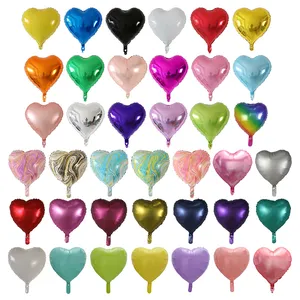 Balloon Supplier High Quality 18''10''5''Plain Color Foil Aluminum Balloons Inflated Helium Heart Shape Love Globe