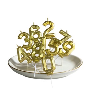 Corona de cumpleaños estilo diamante dorado con lazo, vela digital para decoración de pasteles, soporte para pastel - Product Image 2