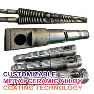 High Filler 65/132 Conical Twin Screw and Barrel Suitable for PVC Solid Pipe Extrusion Line ,Caco3 Content <strong>Morethan</strong> 100 Phr - Product Image 1