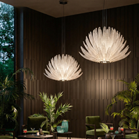 Lustre design nordique en verre de Murano, style ligne de pêche, éclairage tricolore, pour salon – style luxe haut de gamme, finition chromée artistique 360