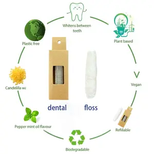 30m umwelt freundliche Zahnseide aus Bambus kohle mit Glasflasche Natürliche Mais seide Null Abfall Biologisch abbaubare Zahnseide