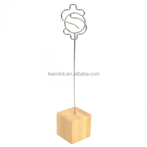 竹木底座，带金属夹名片架展示架 - Product Image 2
