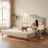 Lit moderne entièrement recouvert de cuir véritable, avec cadre en bois, entièrement rembourré, écologique, durable, sommier à ressorts, garantie 10 ans