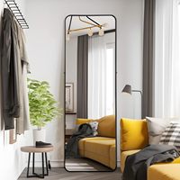 Grand miroir d'habillage moderne arqué à cadre métallique complet Vente à chaud de meubles de ménage debout au sol pour la vie décorative