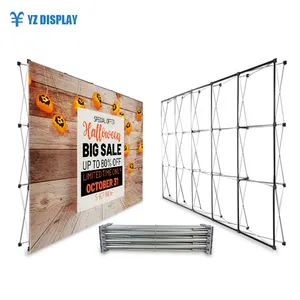Custom Pop up display straight tension fabric pop up media wall trade show exhibition Banner Stands for business