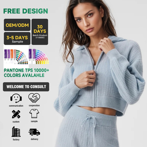 <span class=keywords><strong>Cardigan</strong></span> Corto in Maglia di Cashmere Plush con Zip e Scollo a V per Donna, Ideale per Yoga e Sport - Product Image 1