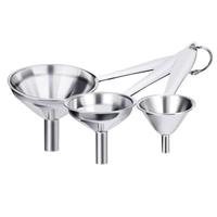 Mini ensemble de 3 entonnoirs en acier inoxydable avec long manche, ustensiles de cuisine, distributeur de liquide pour transfert d'huile