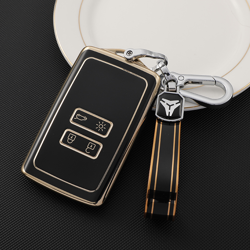 Type-A 4 boutons + porte-clés en TPU-Noir