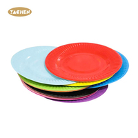 YACHEN 10 pièces/sac Assiettes en papier jetables écologiques et durables de 7 pouces, diverses couleurs, rondes, pour fournitures de fête pour enfants
