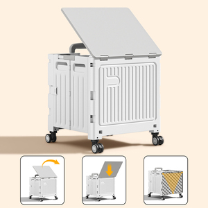 बड़े पैमाने पर किराने का शिविर बाजार सीढ़ियों के ढहने से फोल्डेबल स्टोरेज शॉपिंग कार्ट 4 पहिए घर - Product Image 6