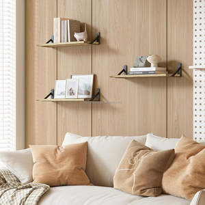 4 قطع من الرفوف الخشبية الفولاذية المعلقة على الحائط مقاس 16.5 بوصة - رف تخزين مقاوم للماء وقوي بتصميم عصري للحمام - Product Image 5