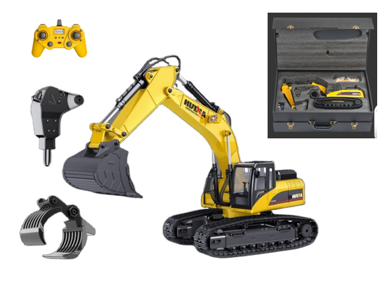 1: 14 HUINA All Metal RC Excavator in High Grade Gift Box with 23 Channels Replaceable Accessories in High Configuration