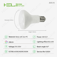Bombilla LED tipo vela Heli 8W E14/E27, 6500K, SMD, 340LM, garantía de 1 año, certificación CE, alto CRI 80 para el mercado europeo