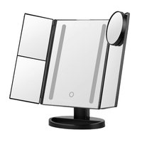 Écran tactile Offre Spéciale Grossissement 3X/2X/1X Miroir de maquillage LED Miroir de maquillage à trois volets éclairé