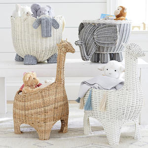 Jouet décoratif animalier tissé à la main, boîte de rangement d'articles <span class=keywords><strong>divers</strong></span>, panier de rangement de jouets en forme de girafe en rotin - Product Image 3