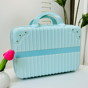 Mini <b>Makeup</b> <b>Case</b> 14 Inch Travel Carry On Suitcase Retro Lightweight Storage Bag With Zipper And Swivel Wheels - Product Image 4