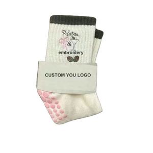 OEM Wholesale Non-slip Pink <b>Socks</b> Custom Logo Embroidered Ruffled High Quality Yoga <b>Grip</b> Pilates <b>Socks</b> - Product Image 3
