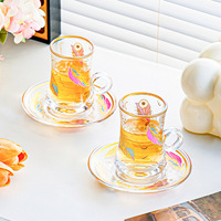 Moyen-Orient turquie créatif Transparent or estampillé décalcomanies verre café Latte tasse et soucoupe ensemble