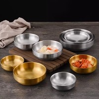 Bol en acier inoxydable à double paroi isolé, de style coréen moderne, poli, de qualité alimentaire, pour le stockage des aliments, du riz et de la soupe, couleur or, 3025001