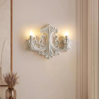 Simig Lighting Midcentury Luxury Baroque Style Cone Plâtre blanc Ekena Plâtre Applique murale