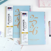 Agenda mensual de 80 hojas con encuadernación en espiral personalizada, cubierta de PVC, papel ecológico, impresión de logotipo en lámina dorada, impresión CMYK.