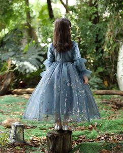 Nouvelle robe de princesse à manches longues pour filles, costume de la Reine des neiges, robe d'anniversaire Elsa - Product Image 6