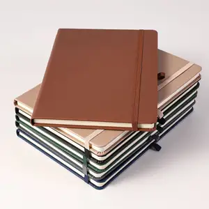 Notebook Hardcover dapat disesuaikan Notebook jurnal kustom Band elastis A5 PU Notebook dengan pemegang pena