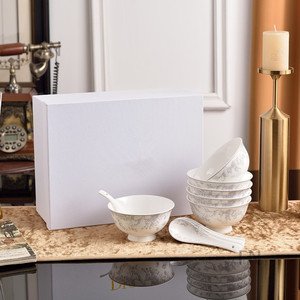 Platos llanos de porcelana nórdica de cerámica de lujo, diseño de lujo, 6 platos, 6 cucharas, en stock para bodas y restaurantes - Product Image 3