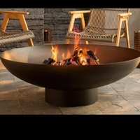Brasero d'extérieur portable moderne en acier au carbone Corten noir poli et forgé, résistant aux hautes températures, pour fêtes et utilisation extérieure