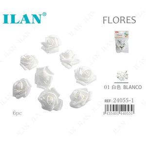 Rose artificiali bianche ILAN, 6 pezzi, decorazione floreale per matrimoni e feste - Product Image 1