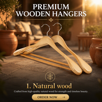 Cintre en bois personnalisé robuste à épaules larges avec crochet rotatif à 360° – Cintre de luxe en bois pour vestes et manteaux