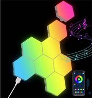 Lumières hexagonales 3D pour jeux vidéo Panneaux de lumières hexagonales Led RVB Lampes murales intelligentes hexagonales synchronisées à la musique pour chambre Bar Décor Salle de jeux