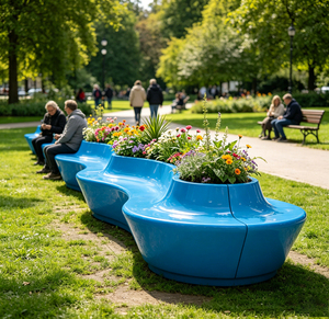 Chaise de jardin durable, bancs en fibre de verre imperméables pour l'école, la cour de récréation et l'extérieur - Product Image 3