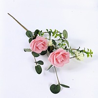 Buket Bunga Mawar Sutra Buatan Nordik Shangchu dengan Desain Daun Merak untuk Dekorasi Pernikahan, Rumah, dan Hari Valentine