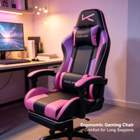 Chaise de jeu de course moderne, chaise pivotante en cuir noir haut de gamme, hauteur réglable, avec pédales de massage, adaptée aux joueurs